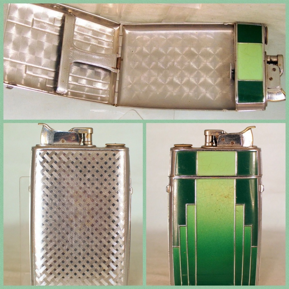 Vintage Green Evans Enameled Cigarette Case Stash - Picture 1 of 7